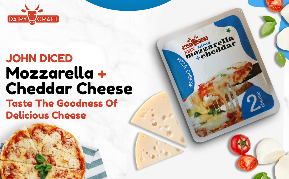 Dice Mozzarella + Cheddar , 2 Cheese 1 Kilogram Indian