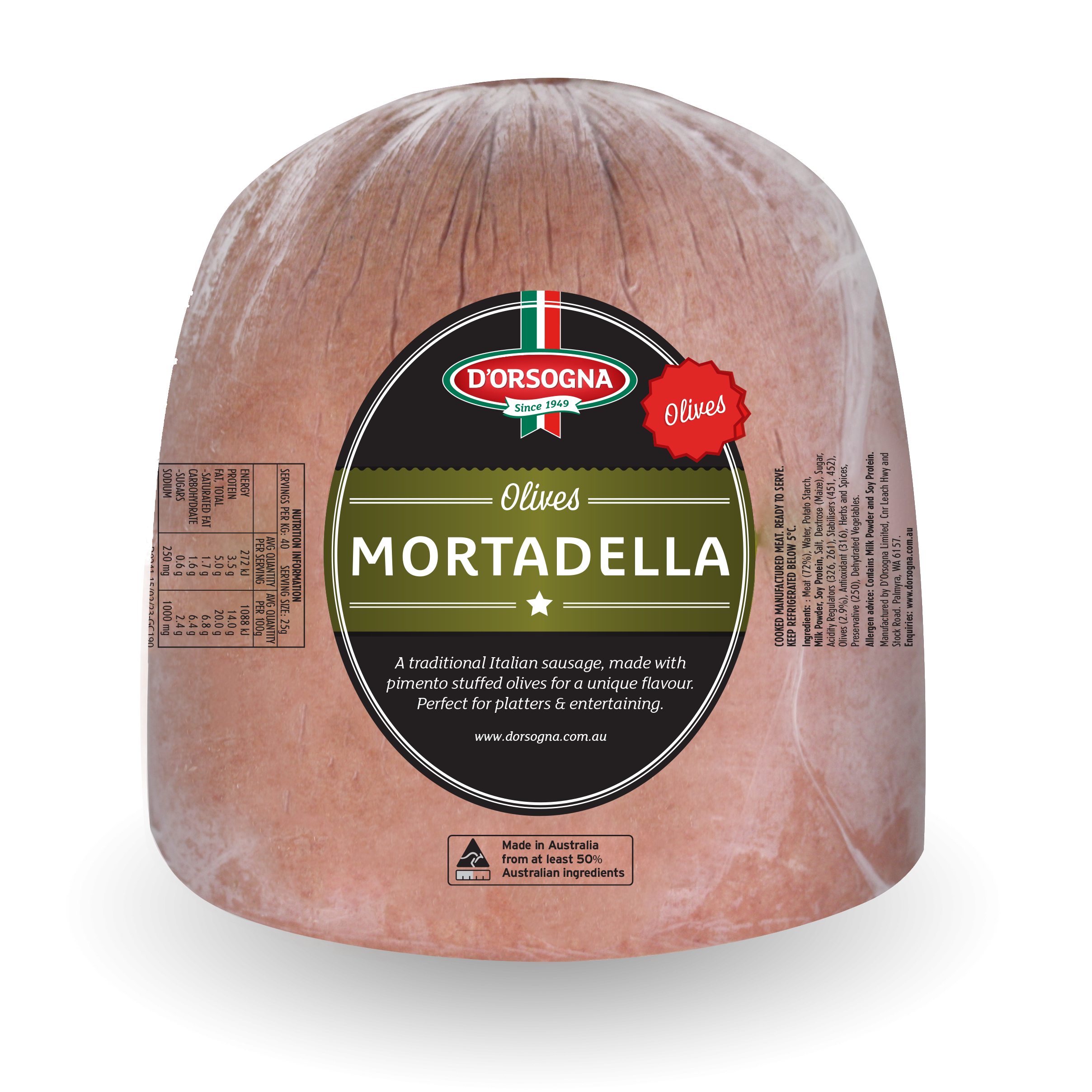 Mortadella With Olives Block Approx. 3 Kilogram Spain